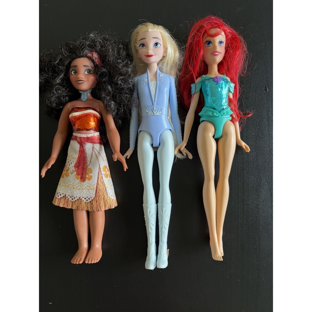 Disney Princess Hasbro‎ Dolls Lot Of 3 Ariel Elsa Moana